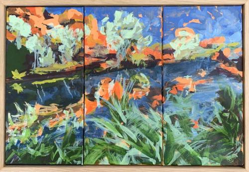 Relief on a sweltering day (triptych) 48x33cm $1000  Professionally Framed